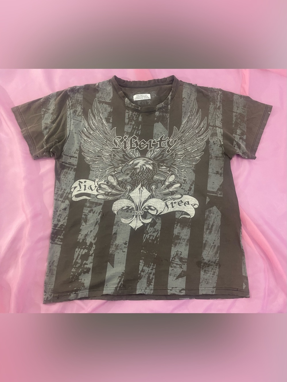 Liberty Men's Olive and Gray Graphic Eagle Tee